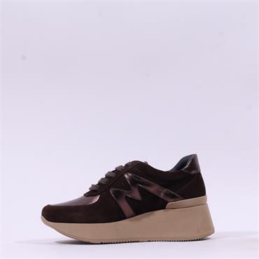 Marco Moreo Verona Laced Wedge Trainer - Brown Suede